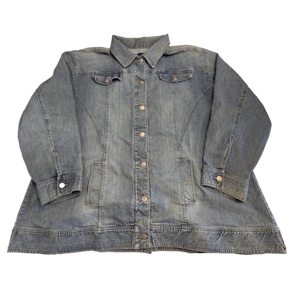 Avenue Blues Women’s Denim Jacket Plus 26/28 Button Front Light Wash